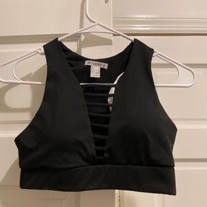 Forever 21 Black Strappy Plunge Sports Bra - Size S